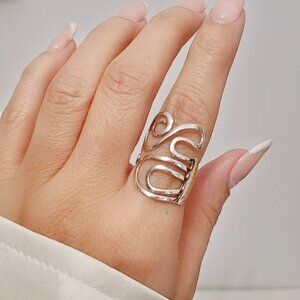 Women's 925 Sterling Silver Wrap Statement Swirl Boho Bohemian Ring
